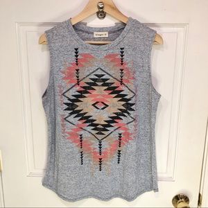 Ginger g Aztec tank boho festival t shirt heather
